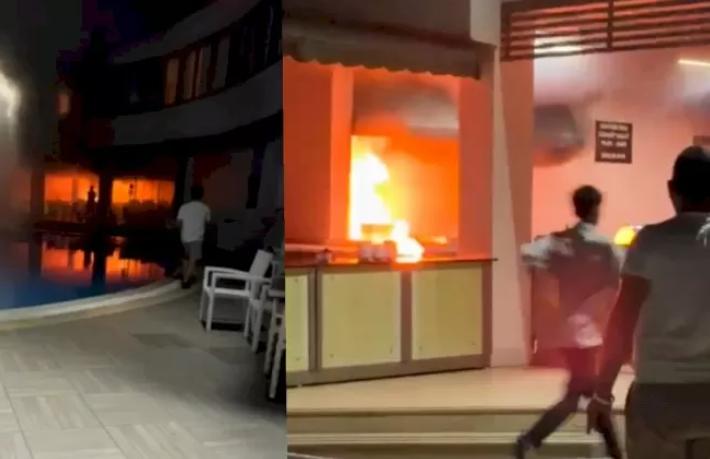 Otelde yangın paniği